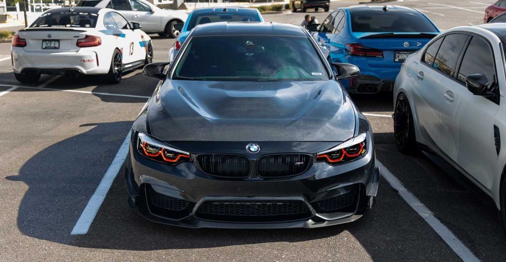 f82 bmw m4 with carbon fiber hood