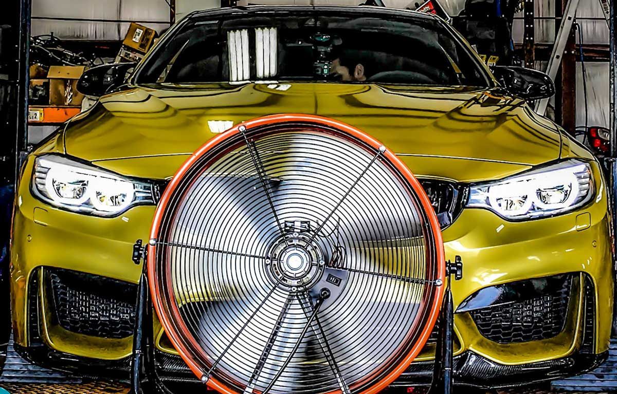 F82 BMW M4 on a dyno waiting for a tune