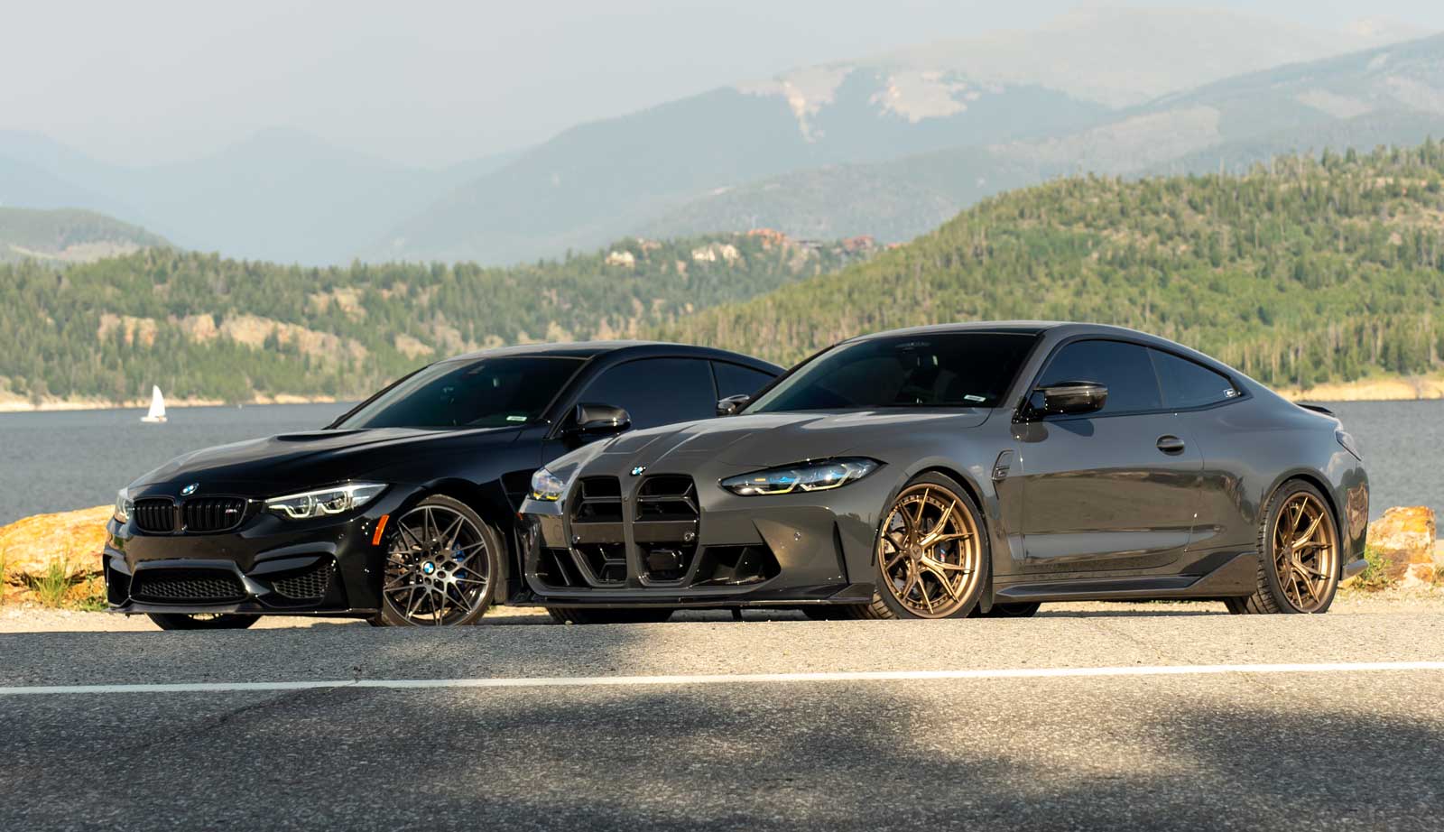 bmw m4 f82 and g82 parked together