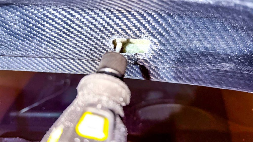 ryobi rotary tool widening holes in bmw carbon fiber hood