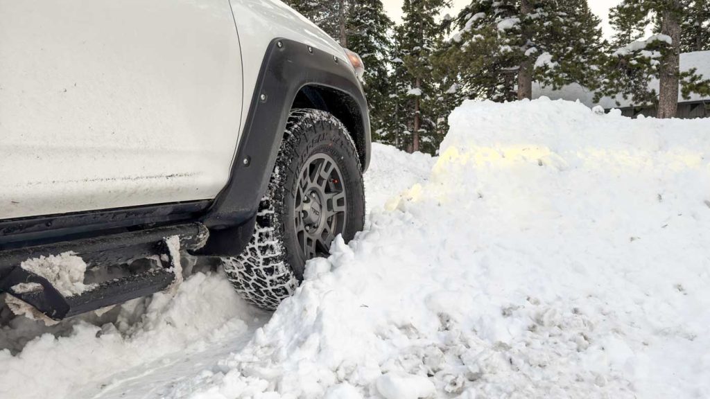 falken wildpeak at4w tires being tested in deep snow in the Rocky mountains