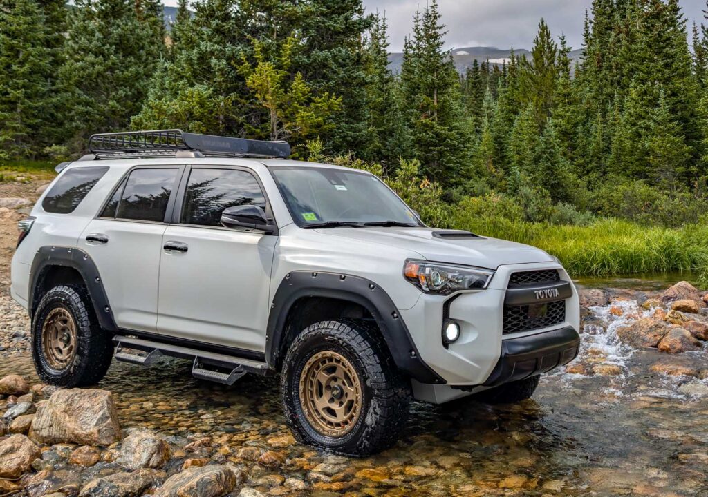 toyota-4runner-testing-falken-wildpeak-at4w-tires-crossing-a-creek-in-colorado-mountains falken wildpeak at4w tires on a toyota 4runner that is crossing a small creek
